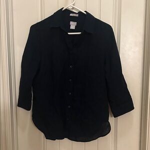 Chico's Navy 0.5 size 6 linen Button-Up Shirt